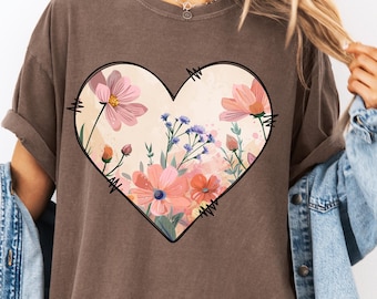 Girly Heart PNG Valentines Sublimation Design Boho Heart png, Floral Heart png,  Heart png, Flower png, Valentines Day shirt png