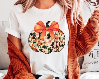 Floral Pumpkin PNG Girly Coquette Fall Pumpkin Shirt Design Coquette Bow Png Preppy Pumpkin png Trendy Fall png Autumn png Fall Vibes