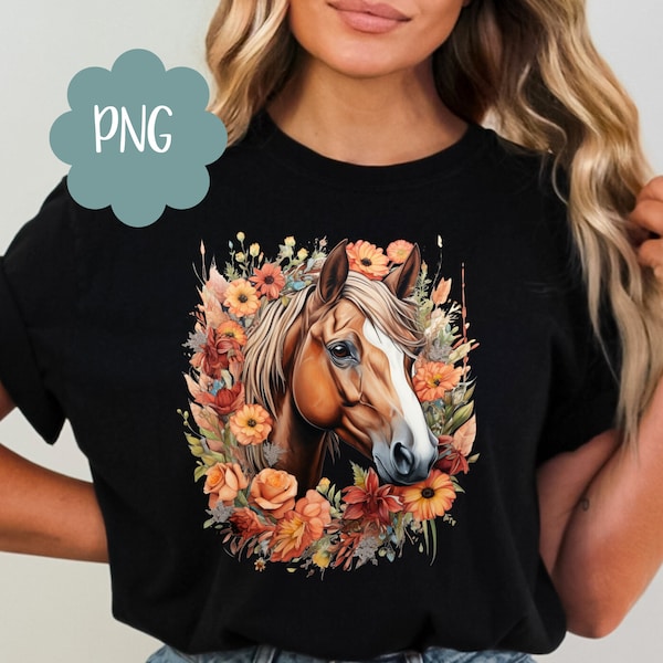 Horse Sublimation Design PNG Country Girl Tshirt png Digital Download Only Western Cowgirl Boho Flowers Horse Clipart Western Rodeo PNG