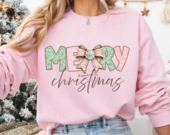 Merry Christmas PNG Coquette Christmas png Preppy Christmas png Coquette Christmas Bow png Christmas Sublimation png Girly Christmas png