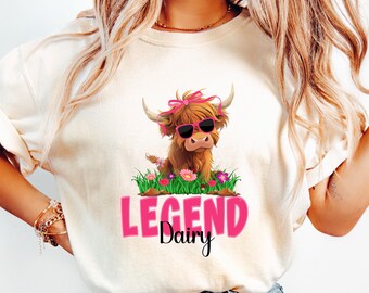 Legend Dairy PNG Cow Sublimation Design Coquette Bow png Sarcastic Cow png Crazy Friend png Cute Cow png Girly Cow png Farm Animal Humor