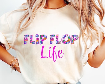 Flip Flop Life PNG Sublimation Design, Digital Download Only Summer Tropical Print Clipart png Beach Fun Tshirt Design png Flip Flops png
