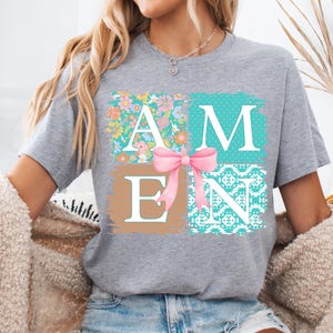 Coquette Christian PNG Floral Amen Sublimation Design Christian png Motivational PNG Preppy Christian png Flower png Trendy Christian png