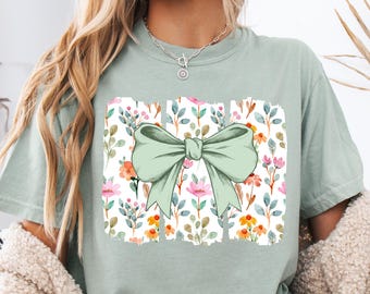 Noeud de coquette floral PNG Aquarelle florale PNG Noeud floral PNG Noeud de coquette Noeud de coquette floral preppy Design printemps png Floral girly d'été png