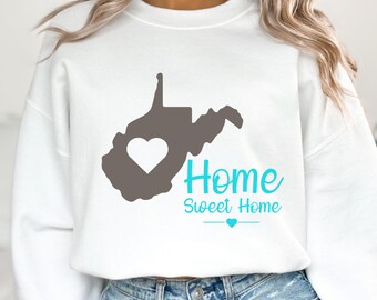 West Virginia Home Sweet Home PNG sublimatieontwerp, alleen digitale download, retro West Virginia clipart PNG, boho West Virginia shirt PNG