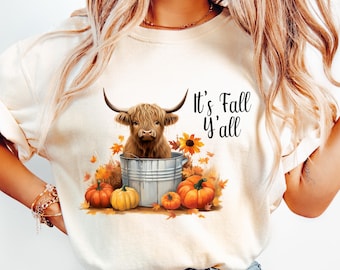 Fall Highland Cow PNG Rustic Cow png Its Fall Yall png Halloween Mama Fall Shirt Sublimation Design Digital Download Only Pumpkin PNG