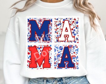Retro Boho Mama PNG 4th of July PNG July Fourth png Floral Mama png Sublimation Design Digital Download USA America Freedom Patriotic Mama