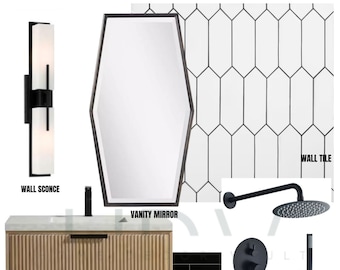 Bathroom Design Ideas, Remodel, Renovation, Master Bath, Moodboard, Purchase List, E-Design, Virtual Interior Design Service, Plan