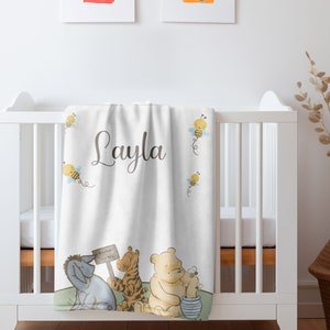 Custom Winnie The Pooh Blanket, Winnie The Pooh Swaddle Blanket, Pooh Bear Gifts, Baby Boy Shower Gift, Eeyore Tigger Pooh Soft Baby Blanket