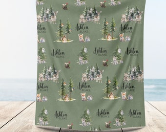 Custom Woodland Animal Blanket: Personalized Forest Nursery Decor