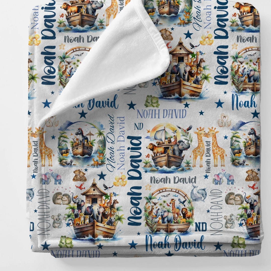 Noah's Ark Personalized Minky Blanket main image 1