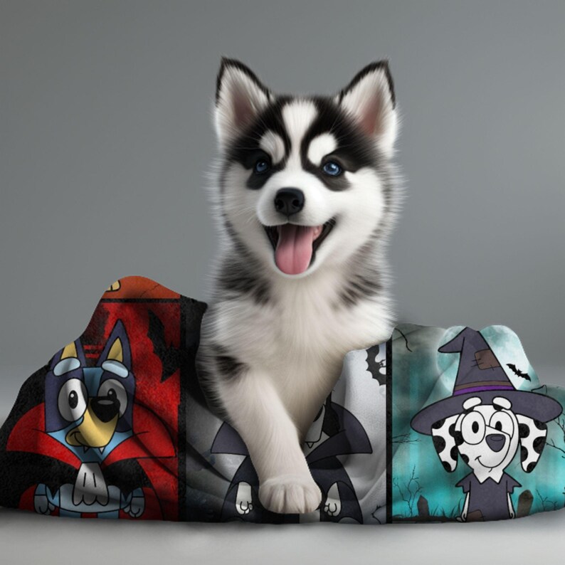 Blue Dog Blanket Halloween, Halloween Camping Blanket, Baby Blanket