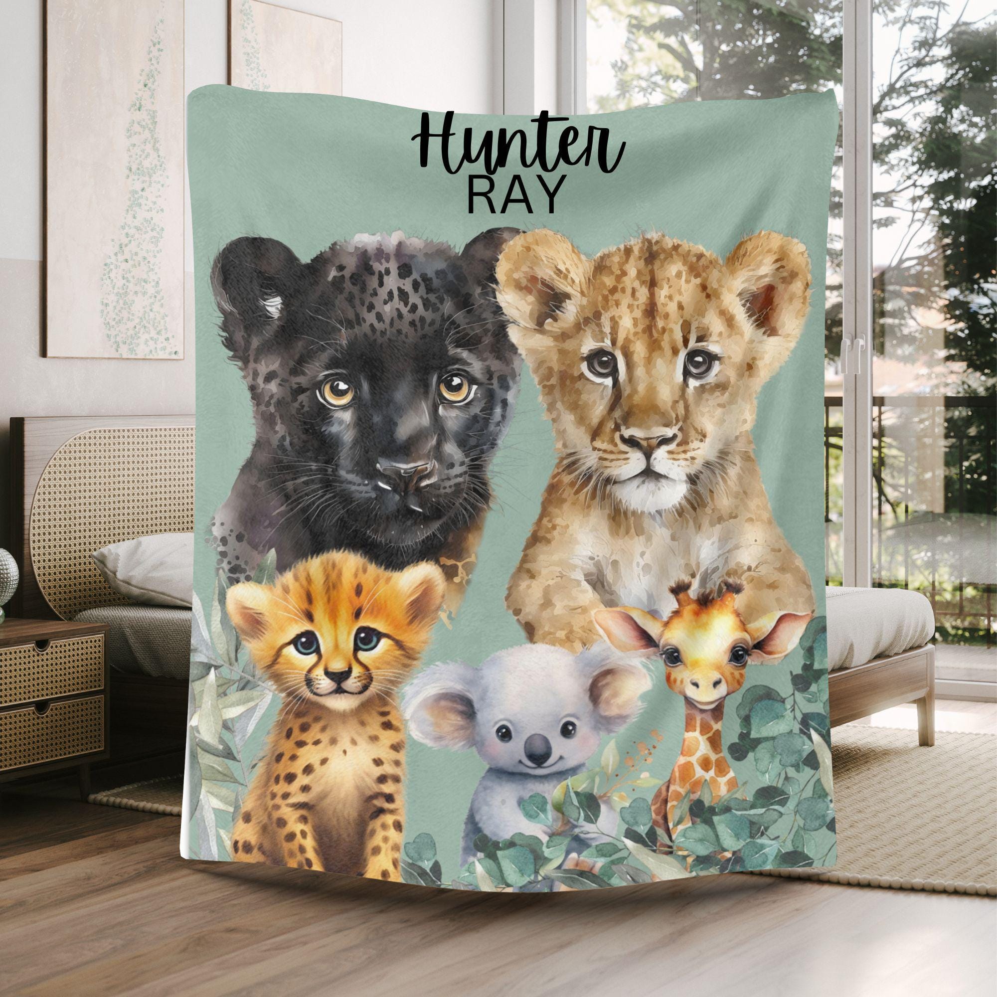 Personalized Safari Baby Blanket: Jungle Animals Nursery Decor - Etsy