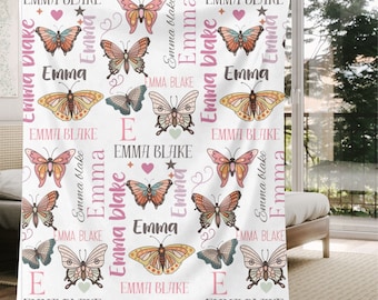 Personalisierte Schmetterling Baby Decke: Minky Kinderzimmer Dekor, Mädchen-Dusche-Geschenk