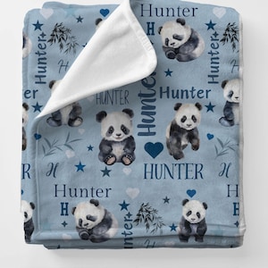 Velveteen Plush Blanket Panda, Panda Bear Baby Blankets, Personalized Panda Bear Blanket, Custom Panda Blanket, Panda Nursery, Baby Gift
