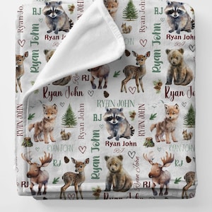Waldfreunde Babydecke, Waldtiere Babydecke, Personalisierte Babydecke Wald, Waldtiere Babydecke, Babygeschenk,