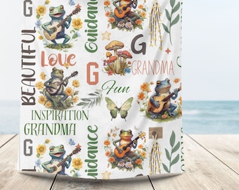 Manta polar personalizada de rana banjo: regalo cottagecore