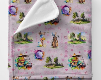 Manta polar personalizada para golfista: Manta con nombre personalizado