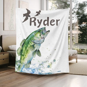 Cobertor de pesca personalizado para bebê menino, cobertor para pai de pesca, cobertor para bebê peixe, cobertor infantil personalizado, cobertor para bebê, cobertor com nome personalizado