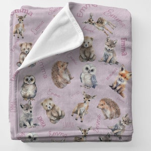 Baby Waldtier Decke Mädchen Waldtier Decke Baby Decke Mädchen niedlich Waldtiere Velveteen Minky Baby Shower Geschenk