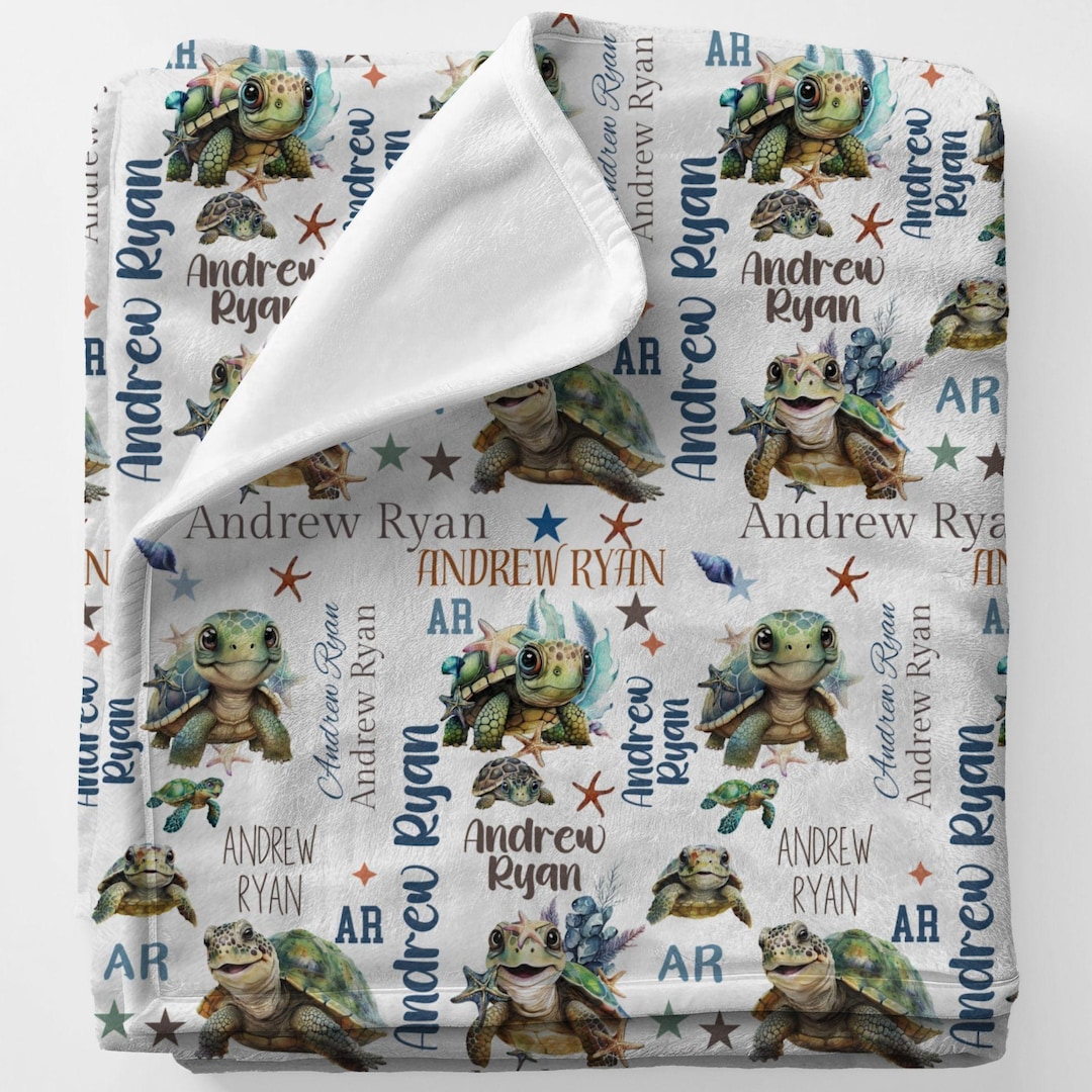 Personalized Sea Turtle Baby Blanket: Custom Nursery Bedding - Etsy
