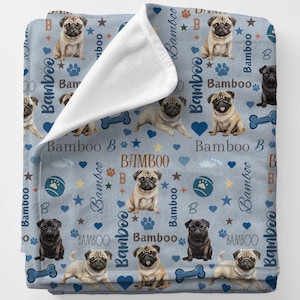 Personalized Pug Baby Blanket | Soft Dog Throw Blanket | Perfect Gift for Pug Lovers | Ideal Baby Shower Gift