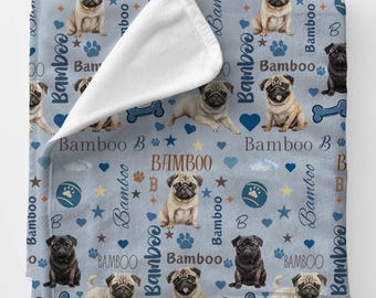 Personalisierte Mops Babydecke: Weicher Minky Hundewurf