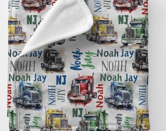Personalized Semi Truck Blanket: Custom Name Minky Blanket