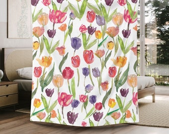 Tulip Blanket, Grandma Flower Blanket, Tulip Lover Gift, Mother&#39;s Day Gift For Grandma, Floral Blanket, Velveteen Blanket, Gift For Mom,