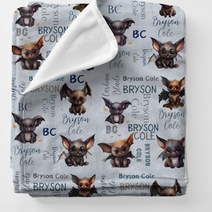 Personalized Bat Security Blanket | Custom Security Blanket for Kids | Baby Bat Gift for Boys & Girls | Ideal Baby Shower Present