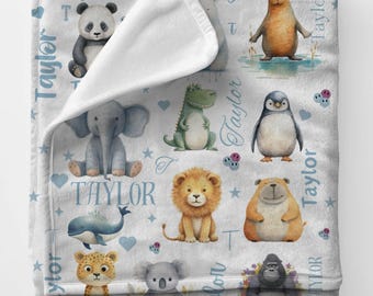 Animal Print Baby Blanket: Personalized Minky Fleece Shower Gift