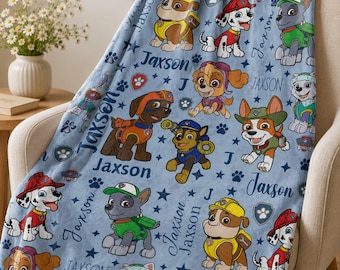 Custom Paw Patrol  Blanket, Paw Patrol Blanket Toddler, Baby Blanket, Baby Shower Gift, Baby Gift, Personalized Blanket