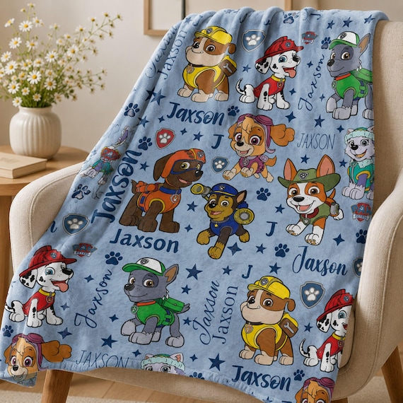 Custom Paw Patrol  Blanket, Paw Patrol Blanket Toddler, Baby Blanket, Baby Shower Gift, Baby Gift, Personalized Blanket