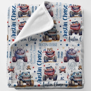 Monstertruck-Decke, Monstertruck-Babydecke, Baby-Dusche-Geschenk, Kinder werfen, Jungen-Raum-Dekor, Geschenk für Sohn, Bettwäsche für Kinder