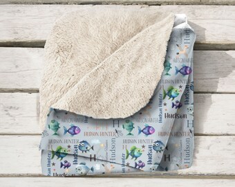 Custom Fishing Baby Blanket: Personalized Sherpa Throw