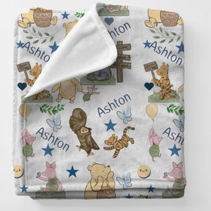 Personalized Pooh Bear Blanket, Pooh Bear Nursery Blanket, Pooh Bear Gifts, Baby Boy Shower Gift, Winnie Pooh Baby Swaddle Soft Baby Blanket