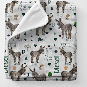 Couverture polaire âne personnalisée : cadeau prénom personnalisé