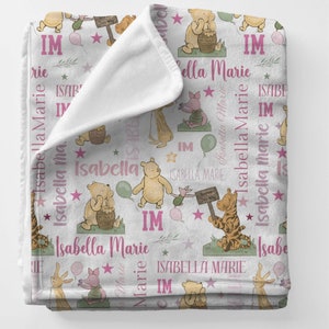 Personalized Pooh Bear Blanket, Pooh Bear Nursery Blanket, Pooh Bear Gifts, Baby Girl Blanket Winnie Pooh Baby Swaddle Soft Baby Blanket