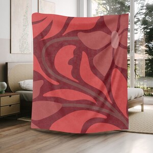 Matisse Red Fleece Throw Blanket: Abstract Art Decor