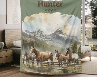 Coperta personalizzata con motivo a cavallo: coperta per neonati in pile Minky