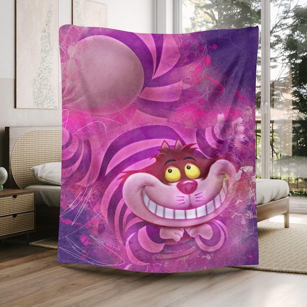 Cheshire Cat Novelty Blanket Personalized Blanket Alice In Wonderland Decor Whimsical Blanket Cozy Throw