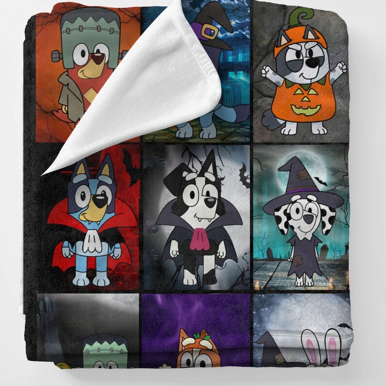 Blue Dog Blanket Halloween, Halloween Camping Blanket, Baby Blanket