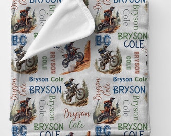 Personalized Dirt Bike Blanket: Minky Motocross Gift