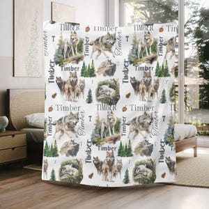 Personalisierte Wolf Fleecedecke: Sherpa Überwurf, individueller Name