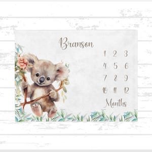 Koala Milestone Blanket, Koala Baby Blanket, Koala Baby Shower, Koala Nursery Decor, Baby Gift, Baby Shower Gift, Monthly Photo Blanket