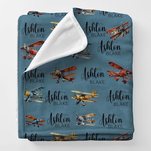 Custom Airplane Blanket, Airplane Baby Blanket, Personalized Airplane Name Blanket, Airplane Nursery Gift For Baby