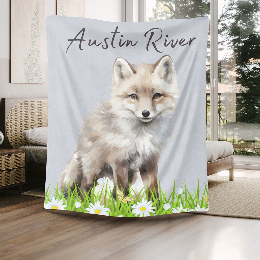 Fox Security Blanket, Custom Fox Blanket With Name, Baby Blanket