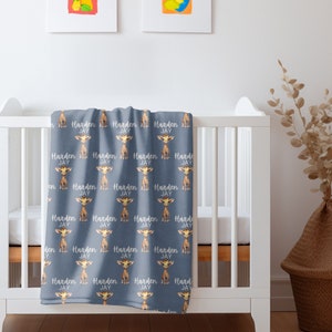 Safari Giraffe Baby Name Blanket, Personalized Giraffe Print Blanket, Baby Shower Gift, Custom Giraffe  Nursery Decor, Newborn Gift,