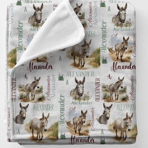 Couverture âne, cadeau pour amoureux des mules, couverture âne personnalisée, cadeau pour amoureux des ânes, couverture personnalisée pour bébé, couverture pour bébé, âne