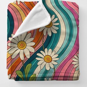 Retro Flower Minky Blanket: Funky 70s Style Throw